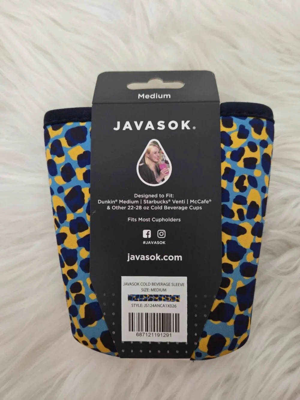 Java Sok Blue/Yellow Leopard Print Drink Sleeve